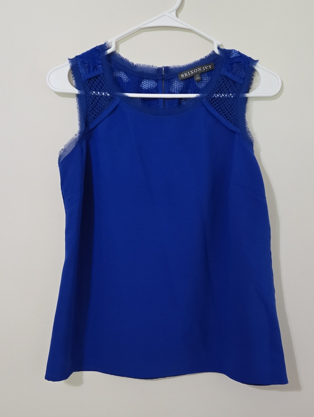 Brixon Ivy Cobalt Blue Lace-Trim Sleeveless Blouse